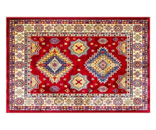 Tapete Turco Kasakh Mira - Vermelho, Creme e Azul, Vermelho, Creme e Azul | WestwingNow