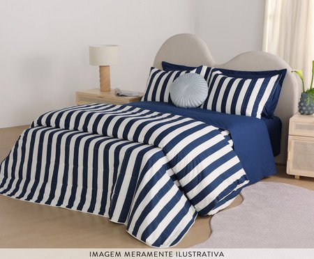 Duvet Listras Bold Marinho 200 Fios | Westwing