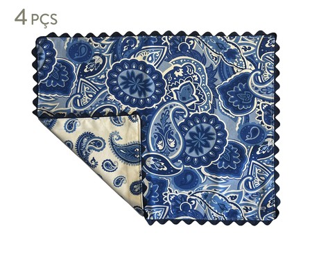 Jogo de Lugares Americanos Paisley Azul