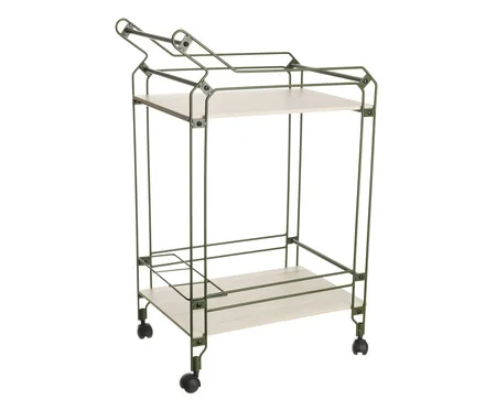 Carrinho de Bebidas Niva Verde Oliva e Legno Crema