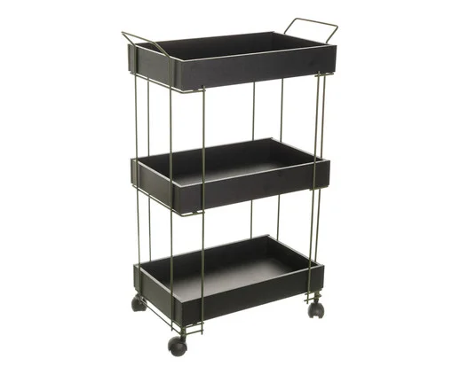 Carrinho Multi com 03 Andares Verde Oliva e Preto, Verde | WestwingNow