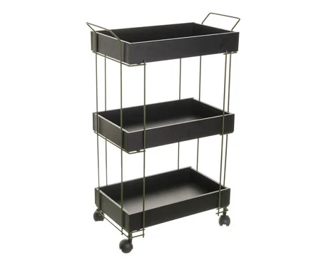 Carrinho Multi com 03 Andares Verde Oliva e Preto