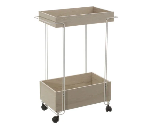 Carrinho com 02 Andares Branco e Legno Crema, Branco | WestwingNow