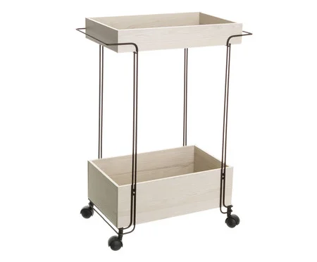 Carrinho com 02 Andares Corten e Legno Crema