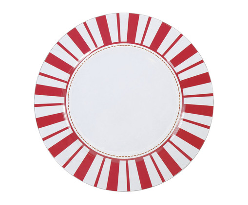 Sousplat com Borda Listrada - Vermelho e Branco, white | WestwingNow