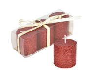 Jogo de Velas Redondas com Glitter - Vermelho | WestwingNow