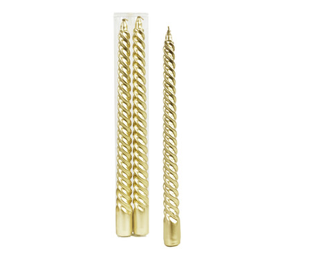 Dupla de Velas Banquete Espiral II - Dourado