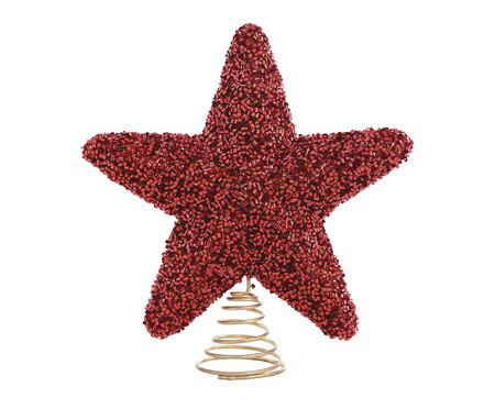 Ponteira de Árvore Estrela com Glitter - Vermelho