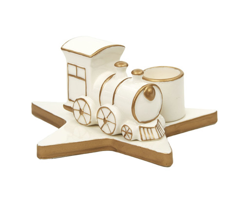 Porta-Velas Trem - Branco e Dourado, white | WestwingNow