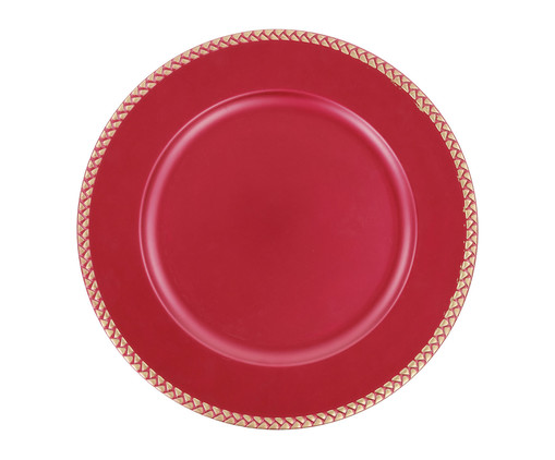 Sousplat Matte com Borda Trabalhada - Vermelho e Dourado, red | WestwingNow