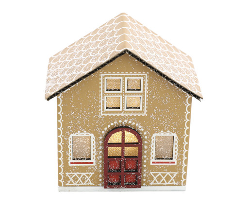 Adorno Casa Gingerbread com Led - Marrom e Branco, brown | WestwingNow