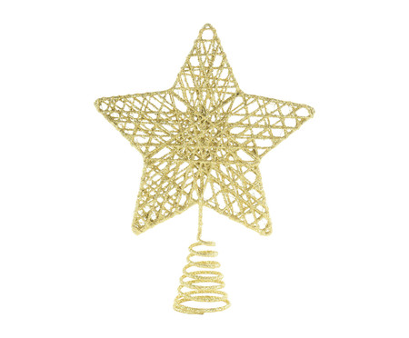 Ponteira de Árvore Estrela com Glitter - Dourado