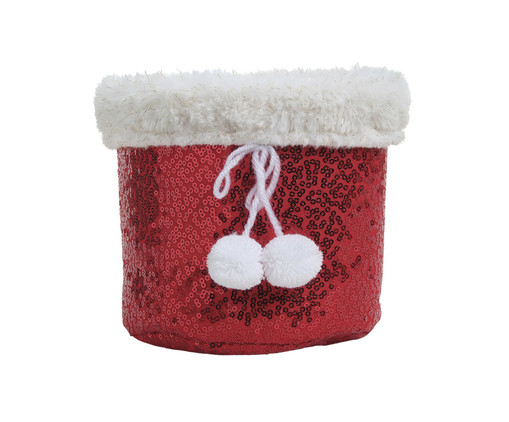 Cachepot em Tecido com Borda Plush, Pompons e Paetê, red | WestwingNow