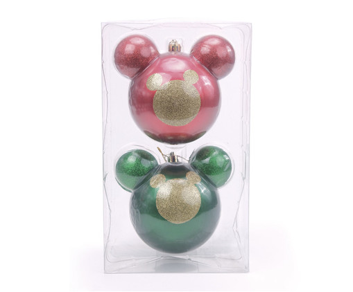 Dupla de Bolas Natalinas Grandes Mickey com Glitter, red | WestwingNow