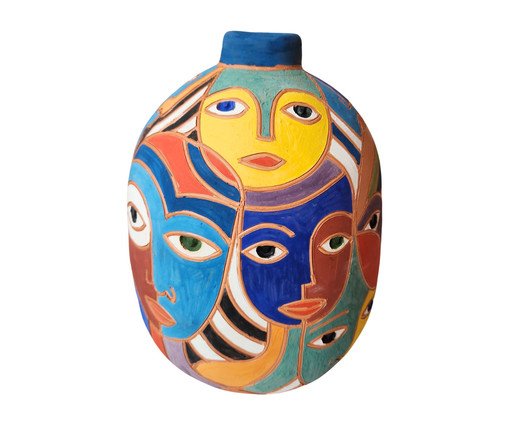 Vaso de Cerâmica Jan Araújo Faces, multicolor | WestwingNow