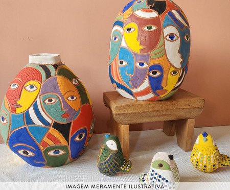 Vaso de Cerâmica Jan Araújo Rostos | Westwing