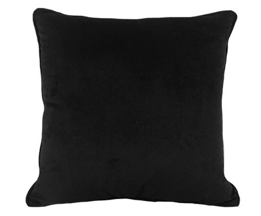 Almofada em Veludo Soft Liso com Cordão Preto, Preto | WestwingNow
