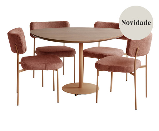 Mesa de Jantar Orgânica e Cadeiras Slim Terracota - 05 Peças, Terracotta | WestwingNow