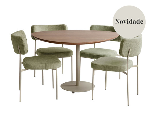 Mesa de Jantar Orgânica e Cadeiras Slim Verde Saliva - 05 Peças, green | WestwingNow