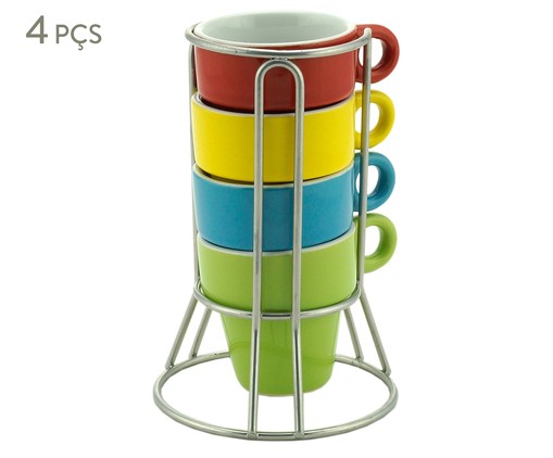Jogo de Xícaras para Café em Porcelana Clara Colors - 04 Pessoas, Colorido | WestwingNow