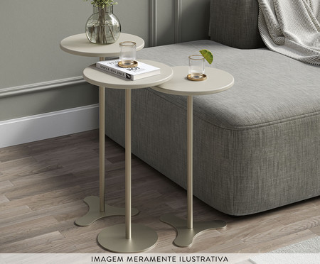 Mesa de Apoio Orb Off-White Fosco e Champanhe | Westwing