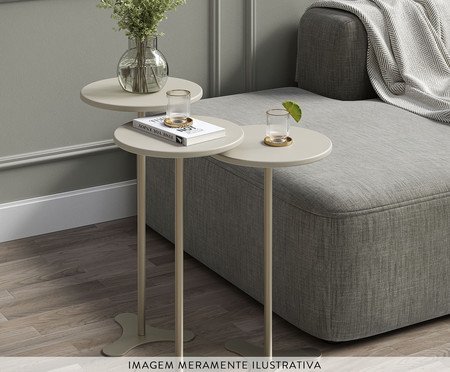 Mesa de Apoio Orb Off-White Fosco e Champanhe | Westwing