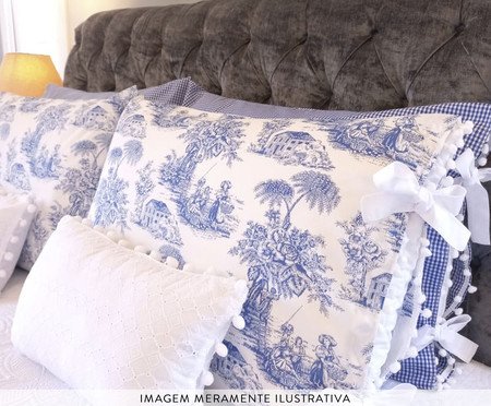 Fronha Estampa Toile de Jouy Azul Royal | Westwing