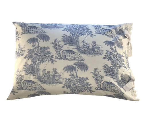 Fronha Estampa Toile de Jouy Azul Royal, Azul | WestwingNow