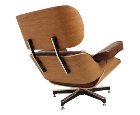 Poltrona e Pufe em Courino Charles Eames - Café e Imbuia | Westwing