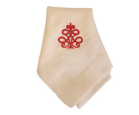 Guardanapo Natal em Linho com Bordado Branco