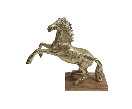 Adorno Cavalo em Base de Madeira Gallop - Dourado, gold | WestwingNow