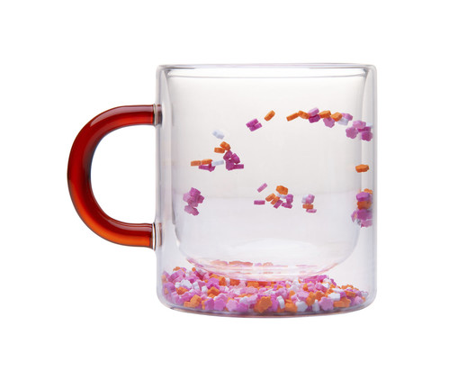 Caneca com Parede Dupla Flower Vermelha, Transparente | WestwingNow