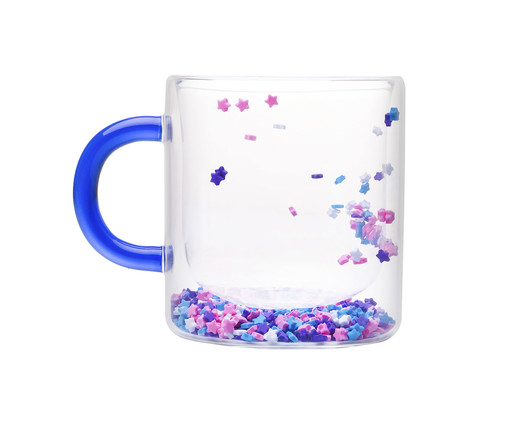 Caneca com Parede Dupla Stars Azul, Transparente | WestwingNow