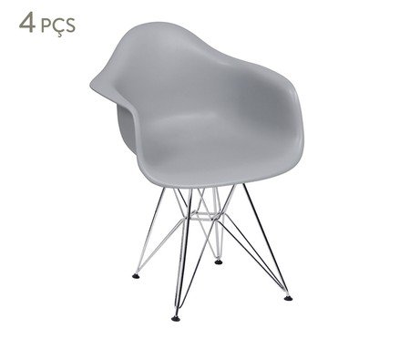 Jogo de Cadeiras Cinza Cromada
