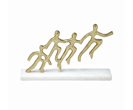 Escultura com Base em Mármore Running People - Dourado