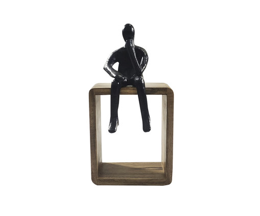 Escultura com Base em Madeira Eddie - Preto, brown | WestwingNow