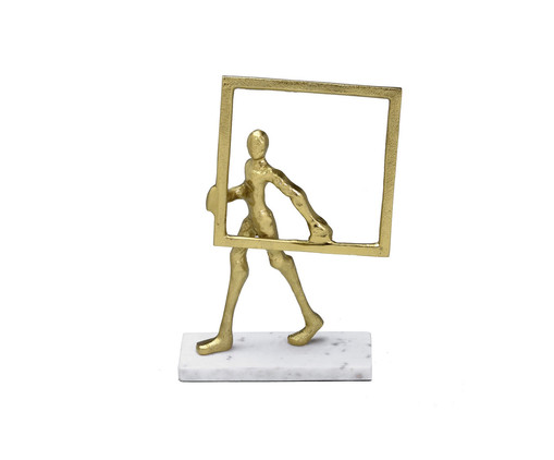 Escultura com Base em Mármore Armed - Dourado, white | WestwingNow