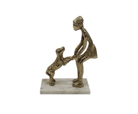 Escultura com Base em Mármore Pet Family - Dourado