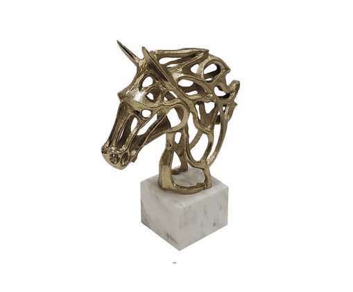 Adorno Cavalo com Base em Mármore Clark - Dourado, white | WestwingNow