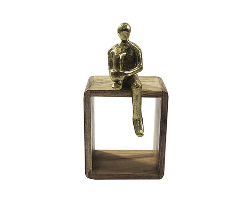 Escultura com Base em Madeira Echo - Dourado, gold | WestwingNow