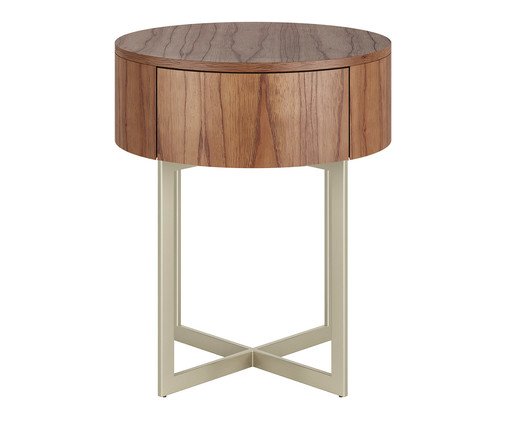 Mesa de Cabeceira Redonda Pecci Castanho e Champanhe, Marrom | WestwingNow