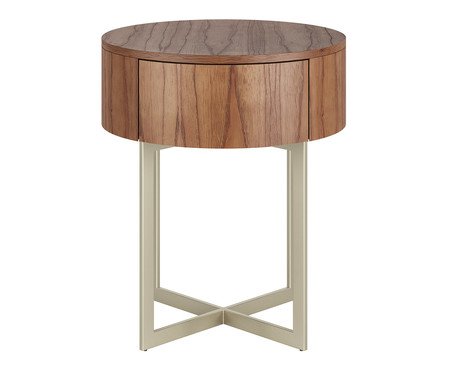 Mesa de Cabeceira Redonda Pecci Castanho e Champanhe | Westwing