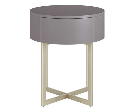 Mesa de Cabeceira Redonda Pecci Cinza e Champanhe | Westwing