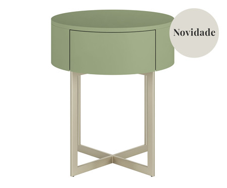 Mesa de Cabeceira Redonda Pecci Verde Caruá e Champanhe | Westwing