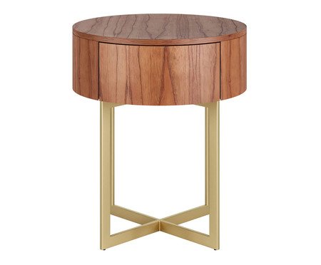 Mesa de Cabeceira Redonda Pecci Castanho e Dourado | Westwing