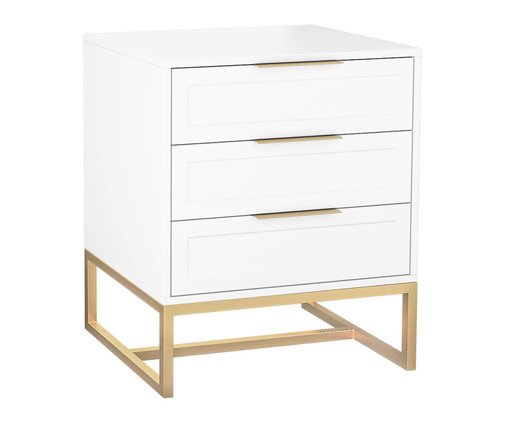 Mesa de Cabeceira Asine Branco e Champanhe, Branco | WestwingNow