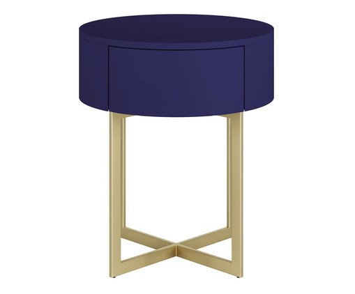 Mesa de Cabeceira Redonda Pecci Azul e Dourado, Azul | WestwingNow