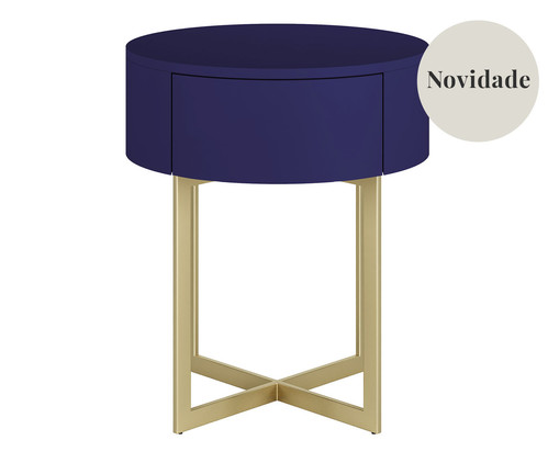 Mesa de Cabeceira Redonda Pecci Azul e Dourado, Azul | WestwingNow