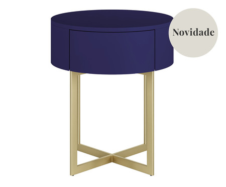 Mesa de Cabeceira Redonda Pecci Azul e Dourado | Westwing