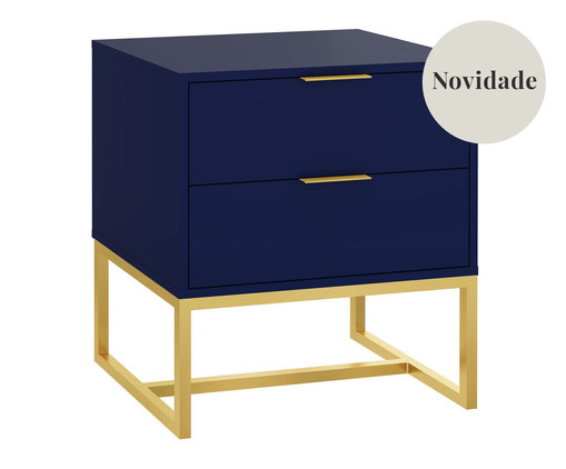 Mesa de Cabeceira Itzzon Azul e Dourado, Azul | WestwingNow